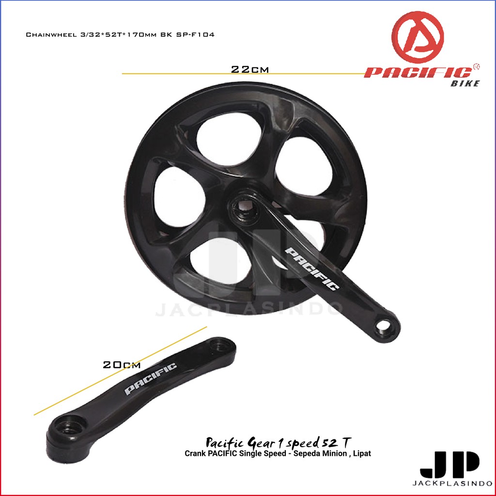 Jual Crank PACIFIC 52T Single Speed 52T Chainwheel 3 32 52T SP