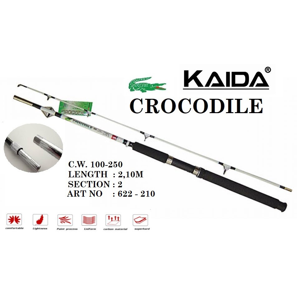 KAIDA CROCODILE 210 Fishing Rod Ultralight Weight, Joran Pancing Fiber  Glass 2,1 M (622-210)