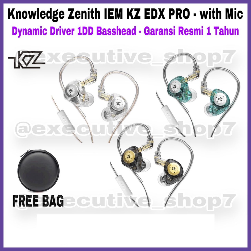 Jual Knowledge Zenith IEM KZ EDX PRO with Mic Dynamic Driver