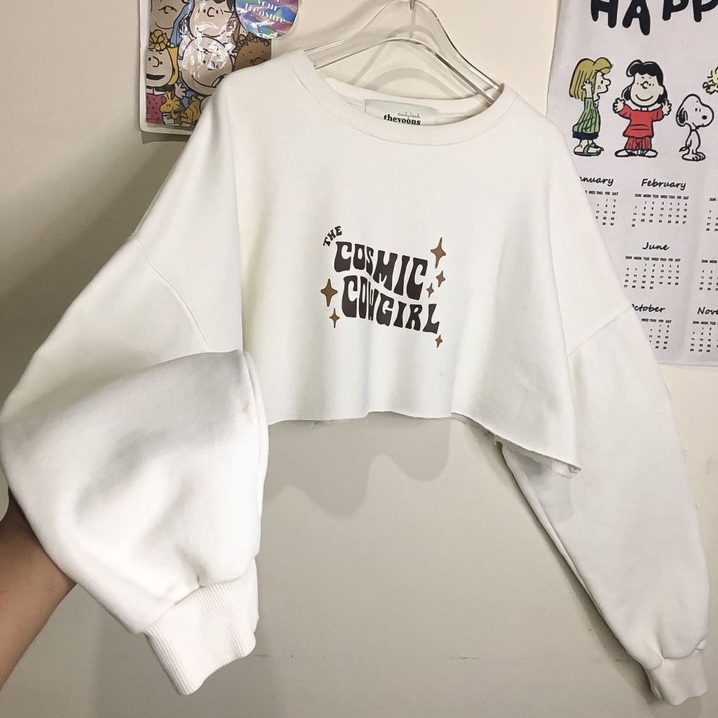Jual COSMIC COWGIRL SWEATER CROP WANITA KOREA TERBARU | Shopee Indonesia