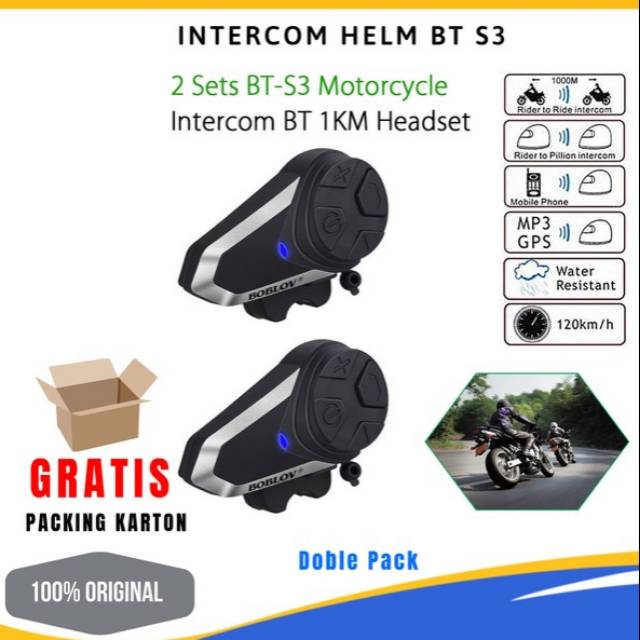 Jual BT Intercom Headset BT S2 Doubel Pack Shopee Indonesia