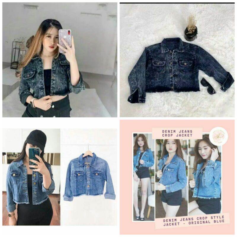 Jaket jeans hot sale crop top