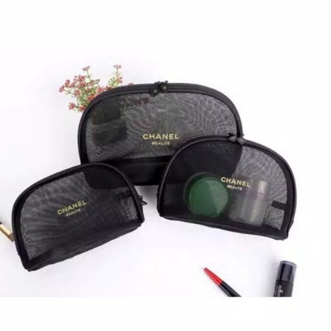 Jual Chanel Transparan Cosmetic Pouch tas make up CHANEL BEAUTY