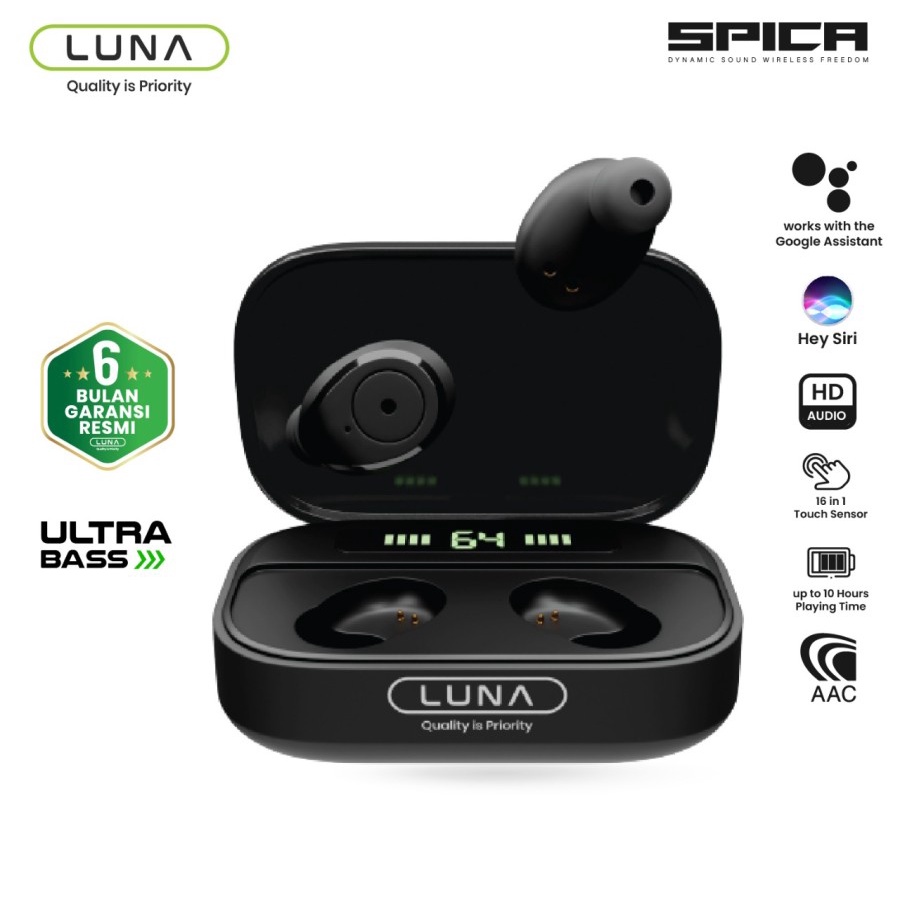 RESMI LUNA TWS T3 SPICA BLUETOOTH ORIGINAL 100