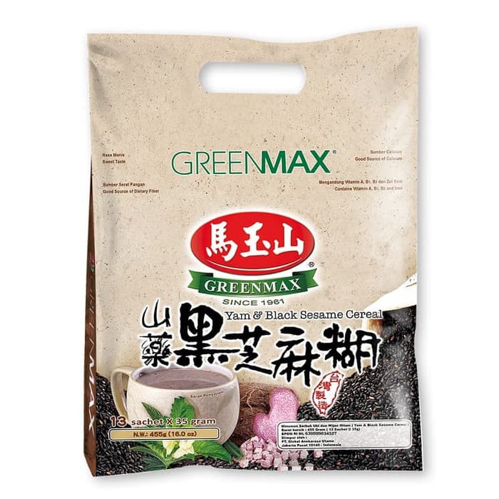 Jual GREENMAX Yam & Black Sesame Cereal (13 sachets x 35gr