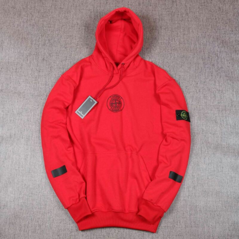 Supreme stone island top hoodie red