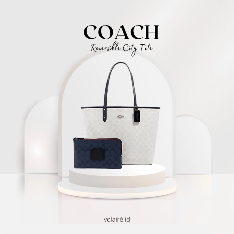 Coach reversible sale tote white