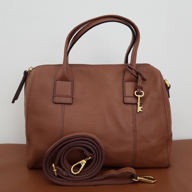 Jual tas kulit fossil jori satchel brown large original Shopee