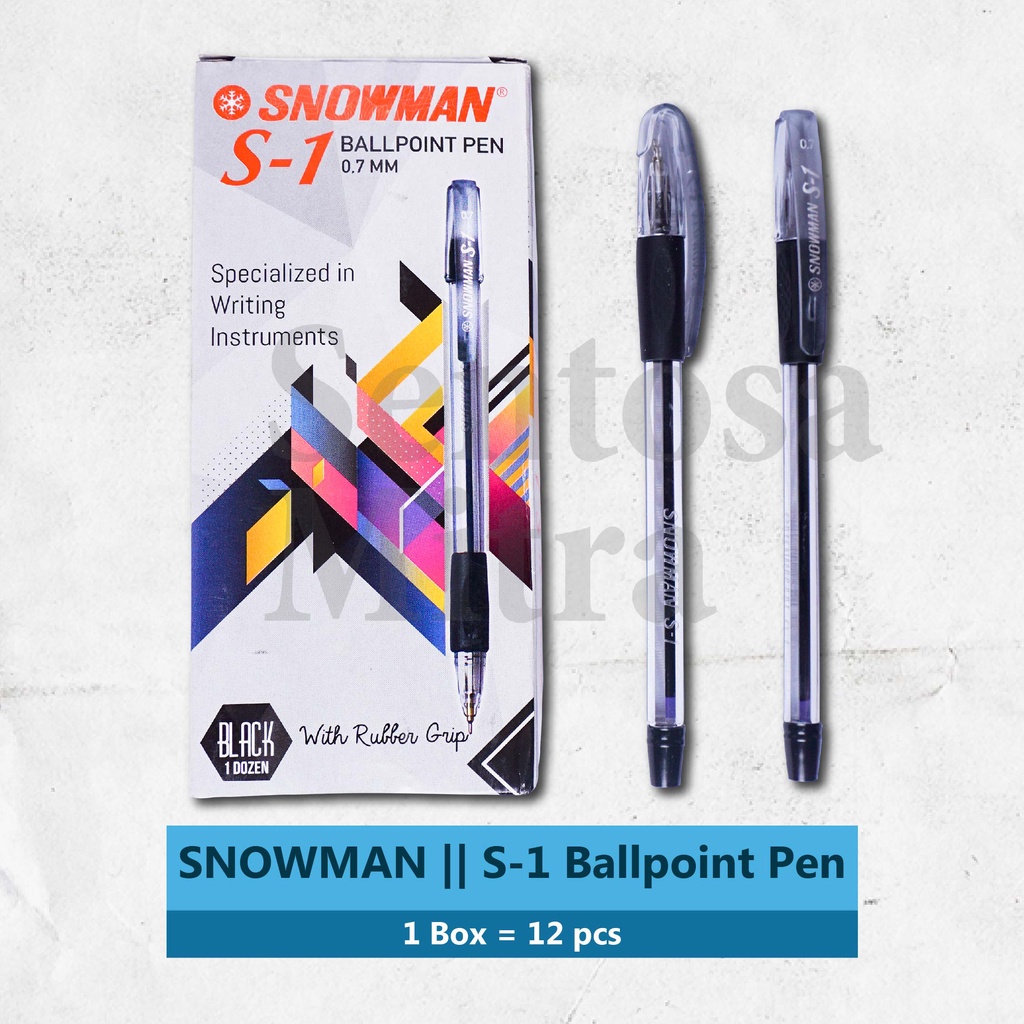 Jual Pulpen Snowman S-1 S1 0.7 mm Tinta Warna Hitam dan Biru