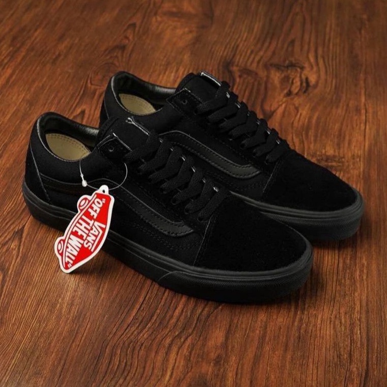 Vans old 2025 school hitam polos