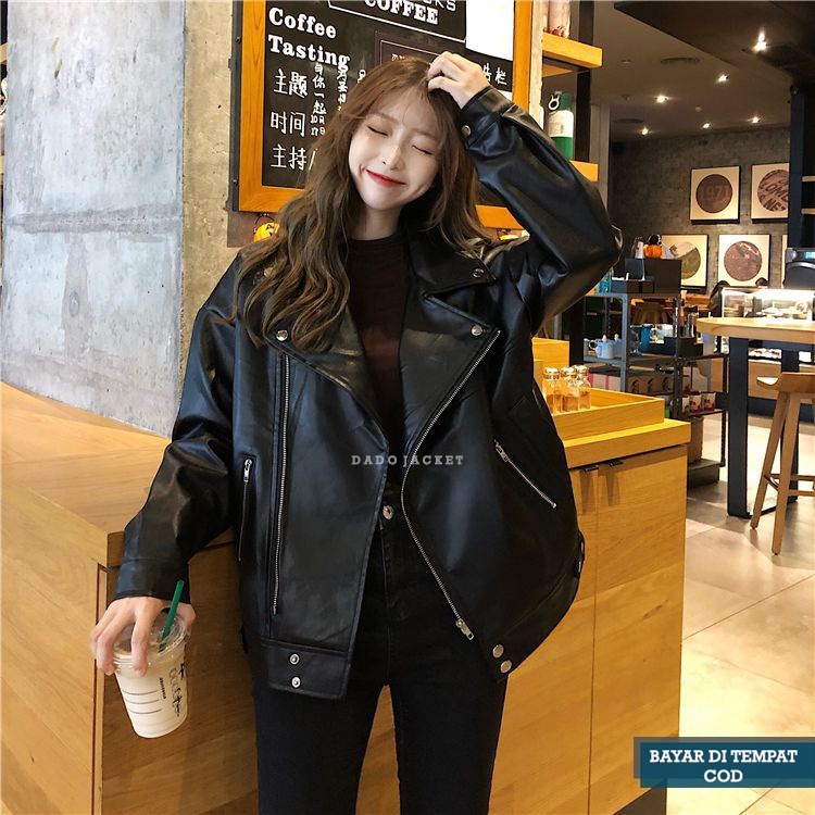 Leather jacket korean on sale style