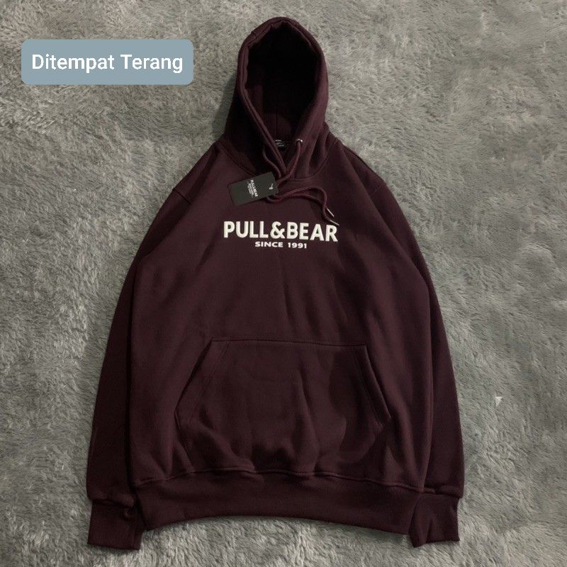 Hoodie pull and bear hotsell merah maroon