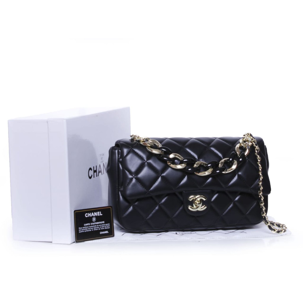 Jual CHANEL Flap Bag With Large Bi-Color Chain + Box 71112 (07