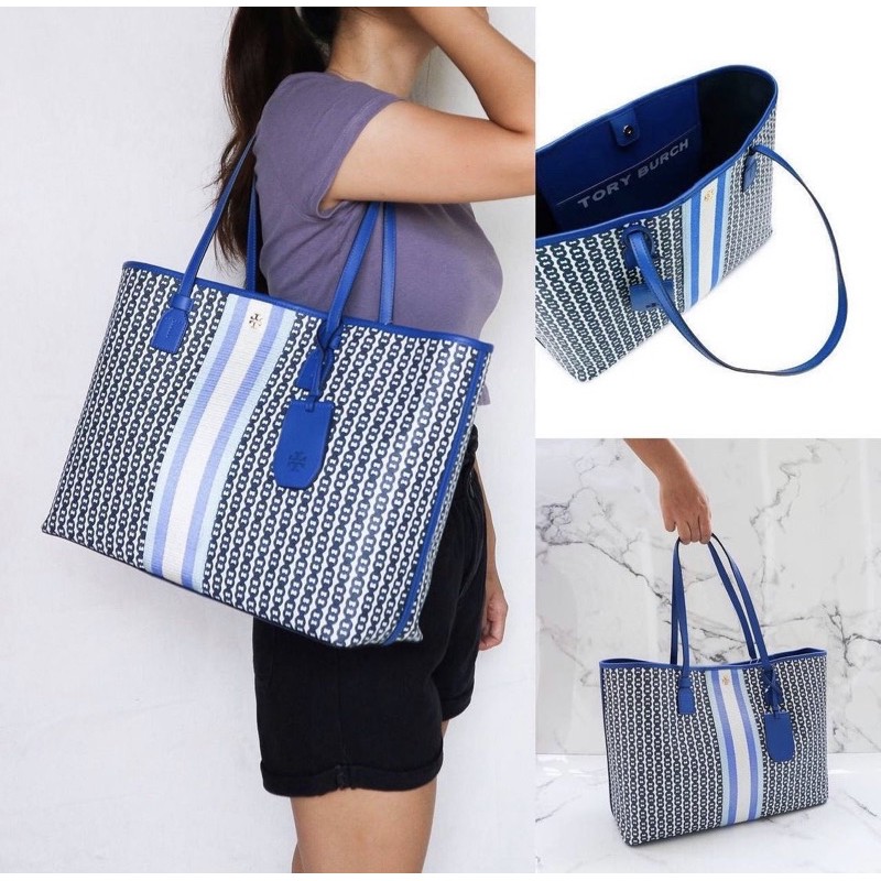 Tory burch gemini link tote blue hot sale