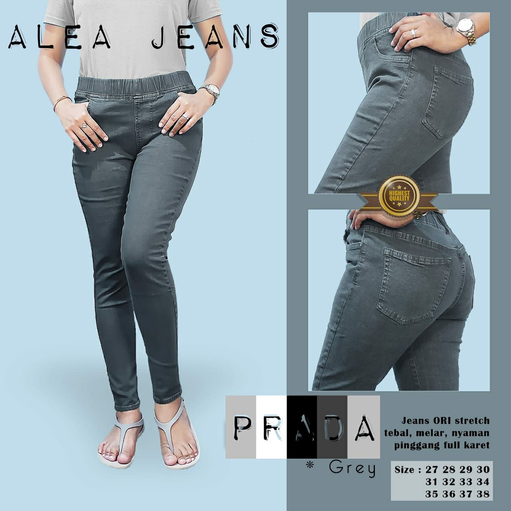 Jual Promo Celana Jeans Wanita Pinggang Karet Original Prada