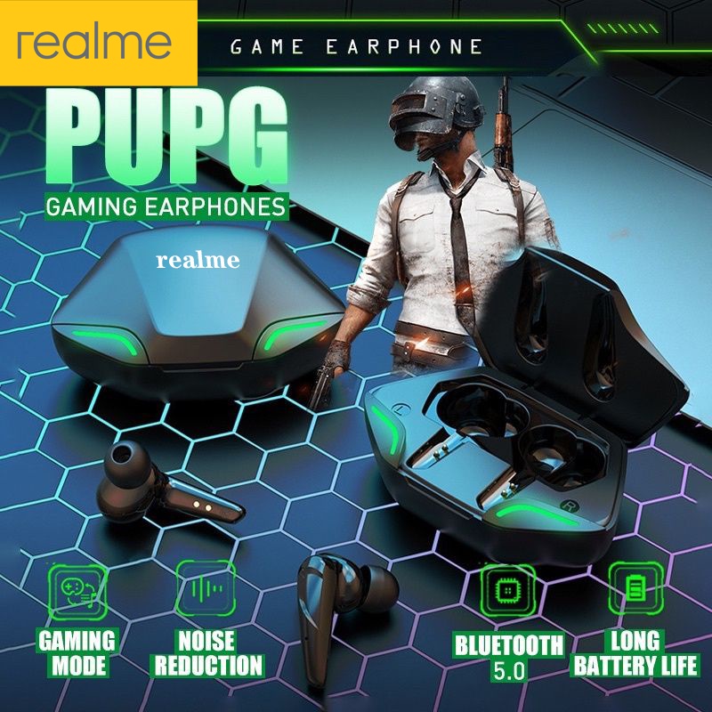 Realme Earphone Gaming Bluetooth Tws Gaming Headset Bluetooth Gaming No delay Stereo Microphone Gaming Mode Music Mode