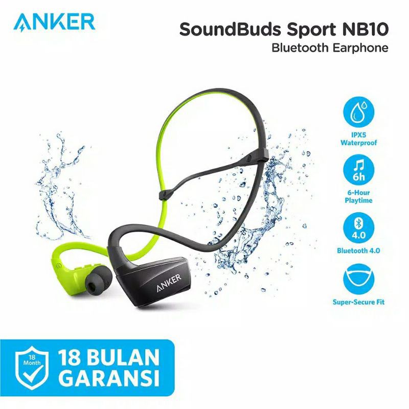 Anker Soundbuds Sport NB10 Original Garansi Anker Indonesia Wireless Bluetooth Headset Earphone