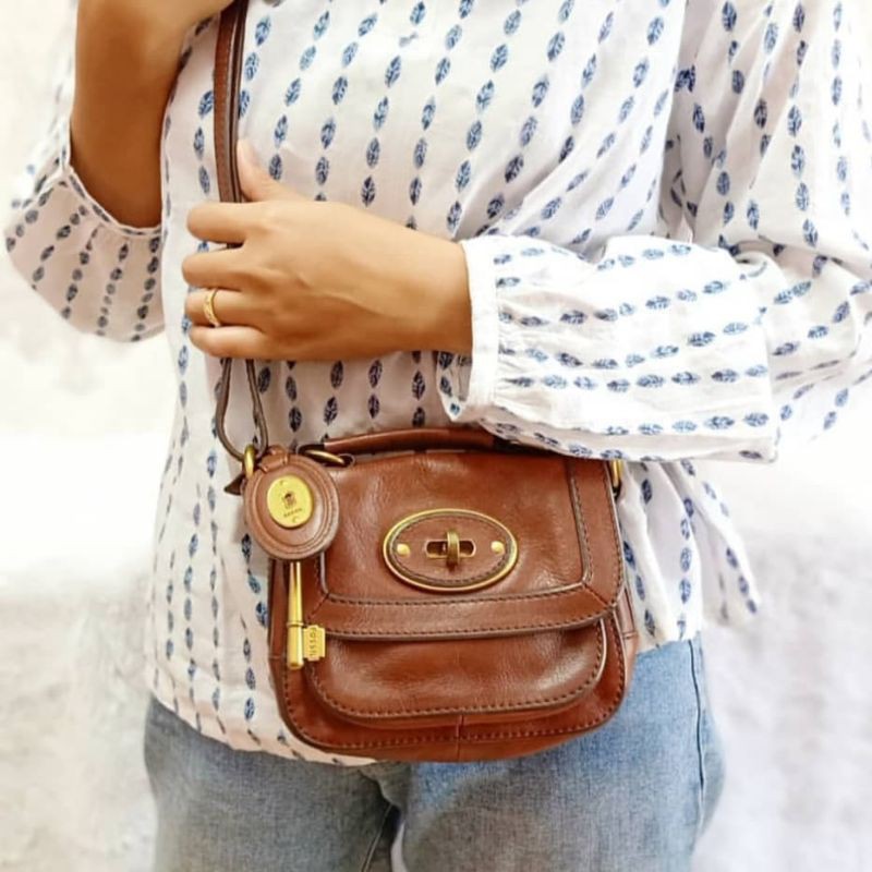 fossil VRI mini flap russet browm