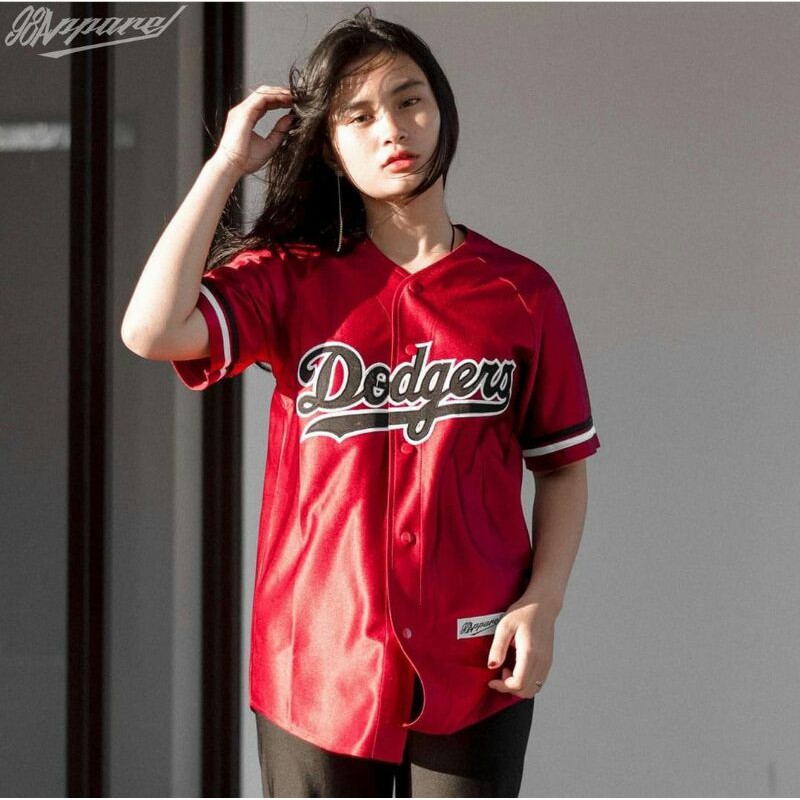 Baju baseball / Jersey baseball Dodgers maroon Ready stock qualitas premium  lokal