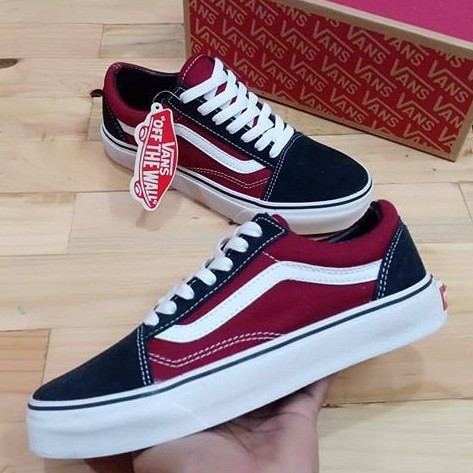 SEPATU VANS PRIA WANITA AUTHENTIC FULL BLACK HITAM POLOS MERAH MAROON OLDSKOOL DT SNEAKERS OS BW