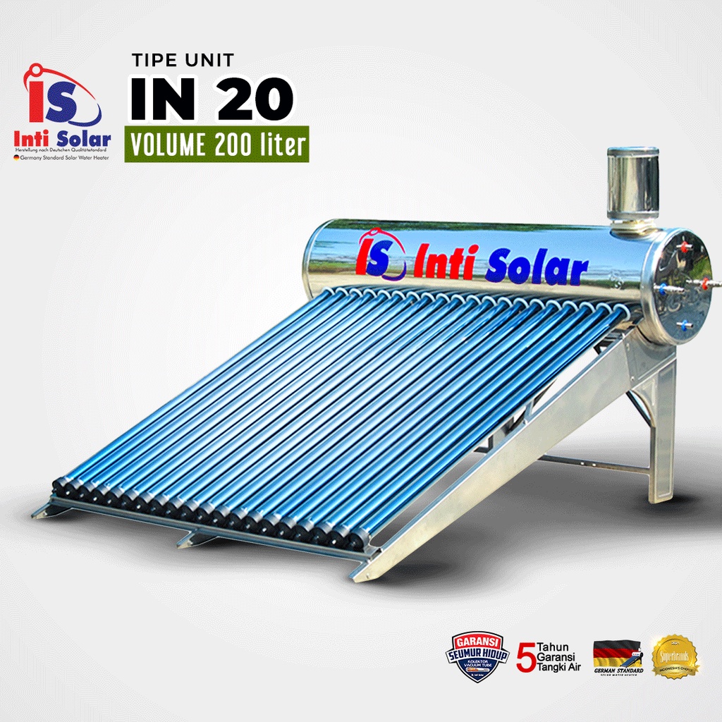 Jual Inti Solar 20IN All Stainless Steel Water Heater Kapasitas 200liter |  Shopee Indonesia