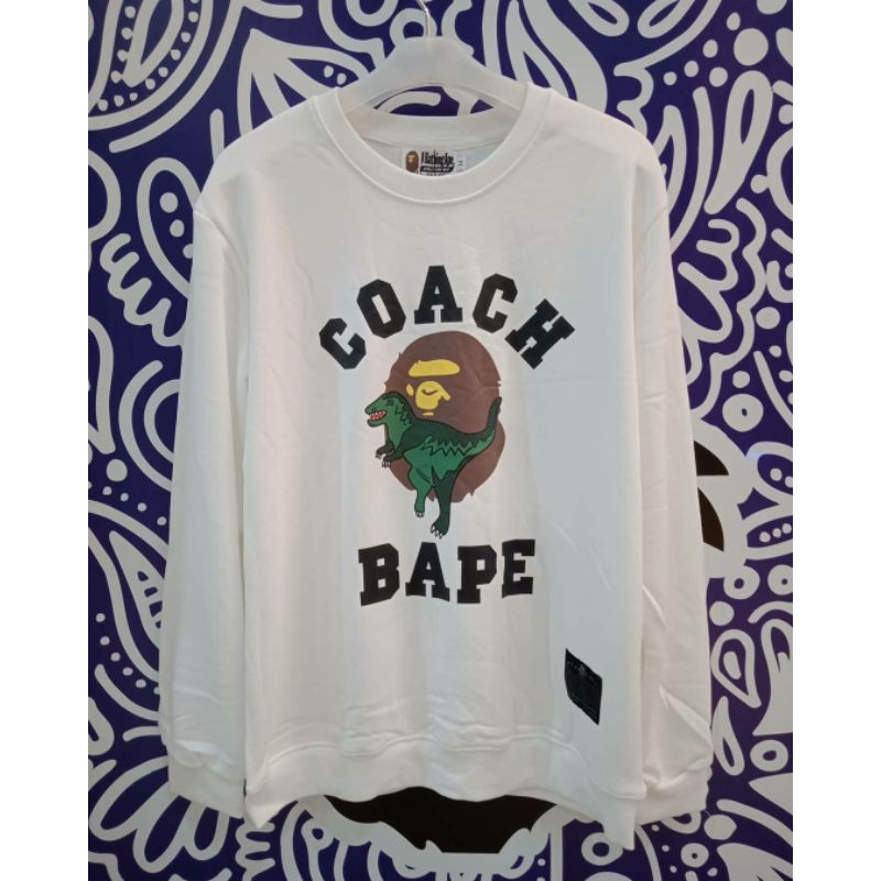 Jual Sweater Bape X Coach Rexy Crew Neck - White | Shopee Indonesia