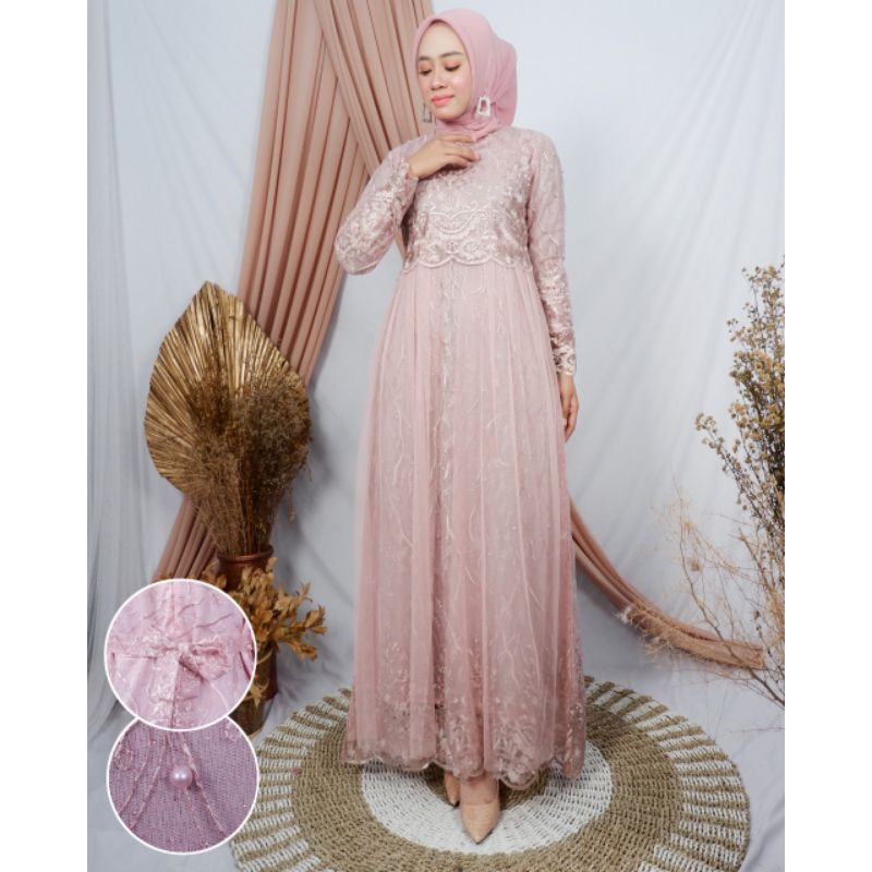 Dress pesta warna top rose gold