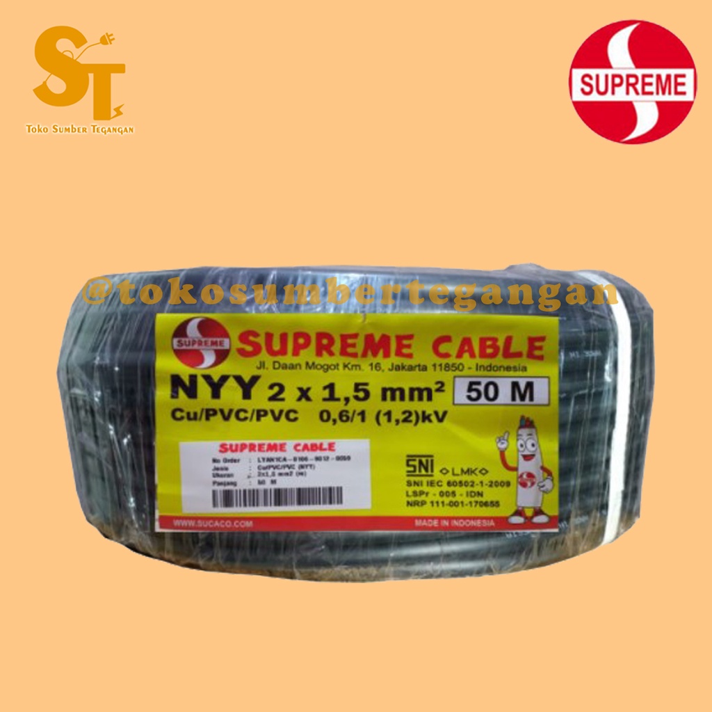 Kabel Supreme NYM 2x1.5 - 50 Meter 2x1,5 Tunggal 1 Roll