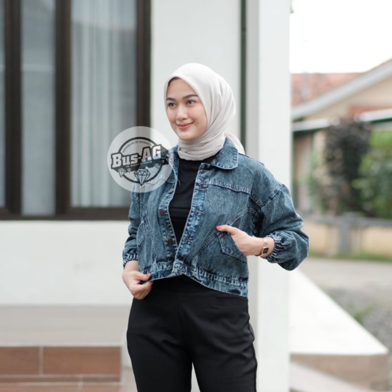 Ootd jaket shop jeans hijab