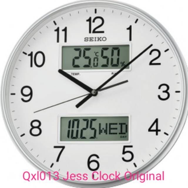 Qxl013 jam dinding Seiko Tgl hari digital.