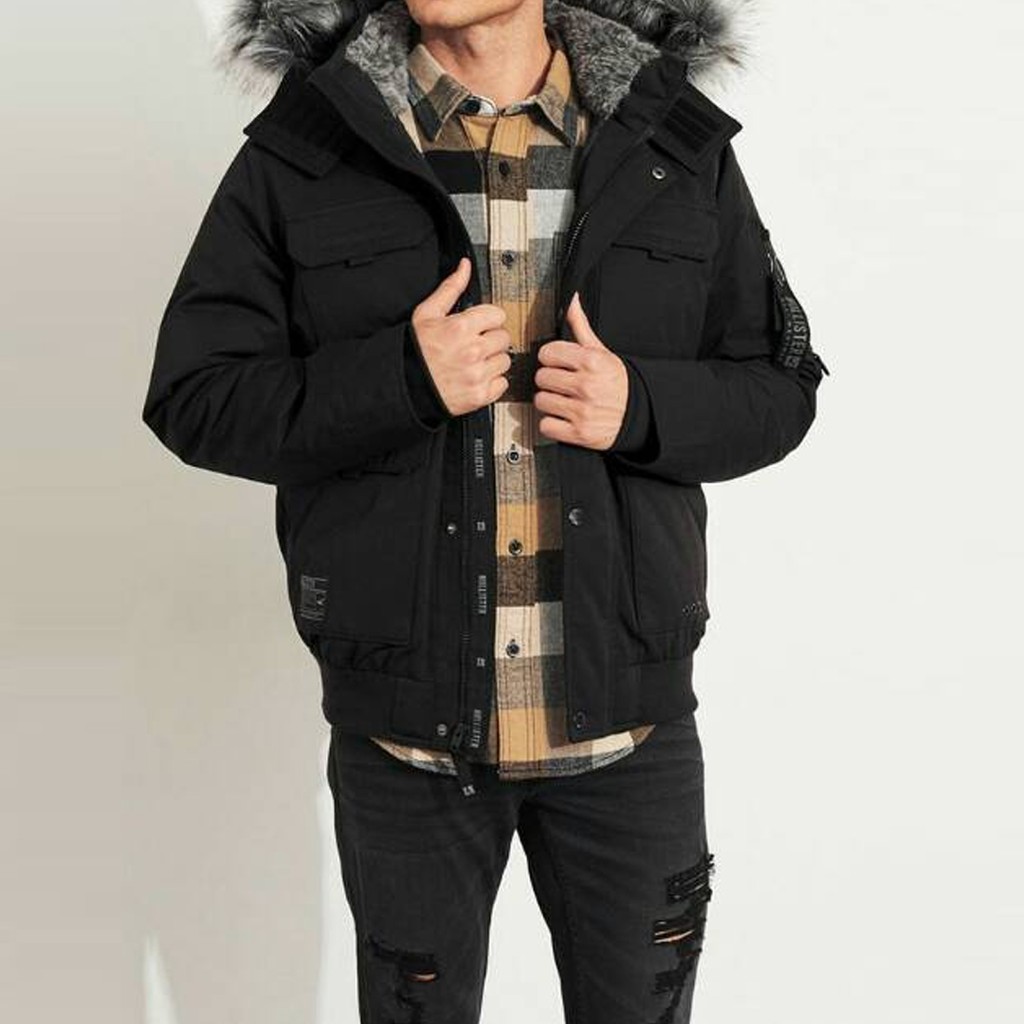 Hollister down utility bomber jacket on sale