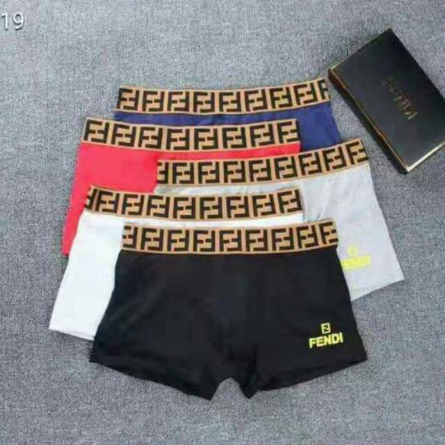 Jual 5Pcs Pack Celana Dalam pria Boxer Bahan Katun Fendi import