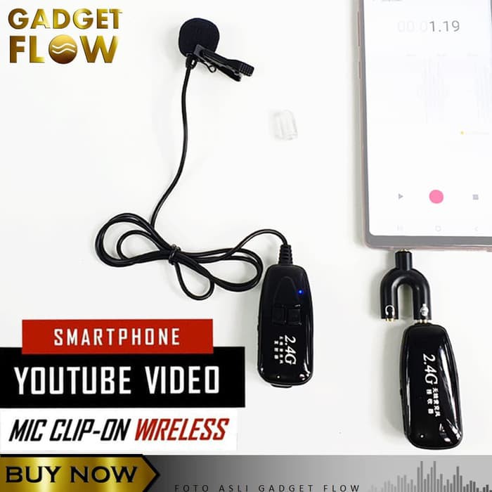 Jual Microphone Mic Clip On Wireless 2.4G PRANK VLOG untuk