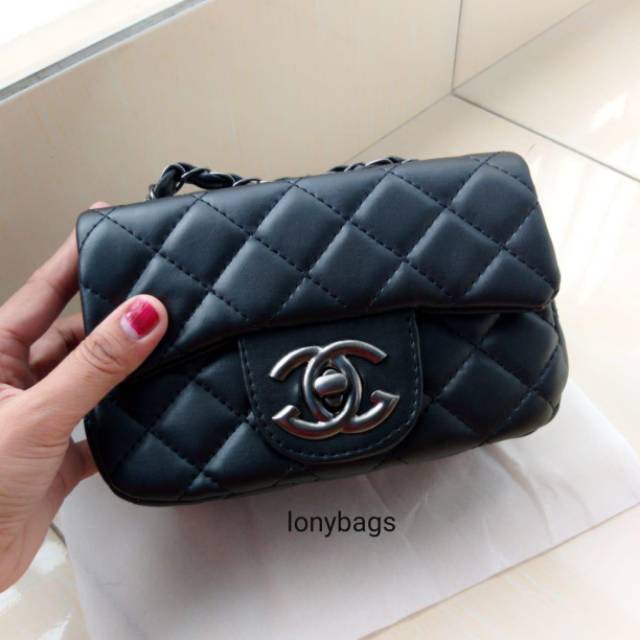 TAS CHANEL MINI BLACK FOTO ASLI BISA COD