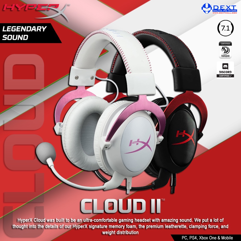 HyperX Cloud II, Gaming Headset (White-Pink) 