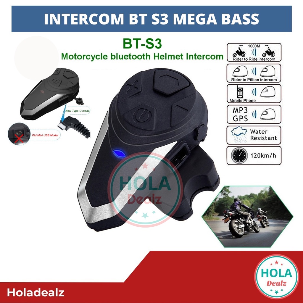 Jual BT S3 INTERCOM BLUETOOTH HEADSET HELMET BTS3 INTERCOM BT S3