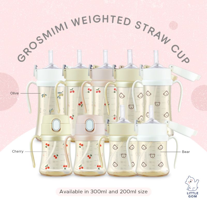 Jual GROSMIMI PPSU DOTGOM Weighted Straw Cup (300ml)