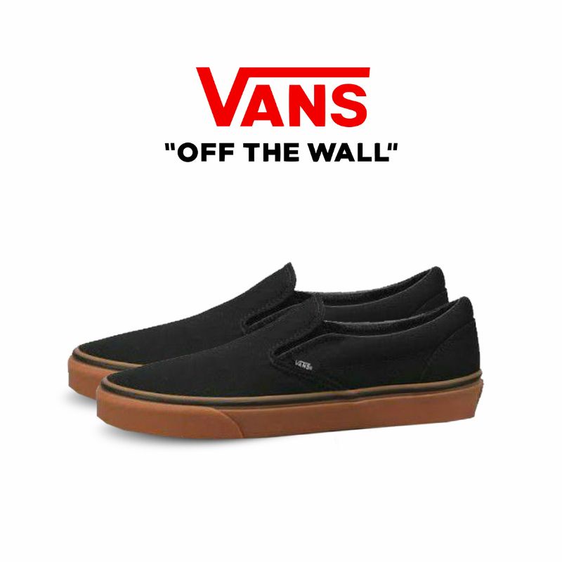 Vans classic slip on black clearance gum