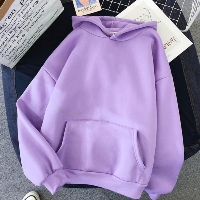 Jual Sweater Hoodie Wanita Warna Ungu Lilac Bahan Fleece Katun - Sweater  Hoodie Oversize Wanita | Shopee Indonesia