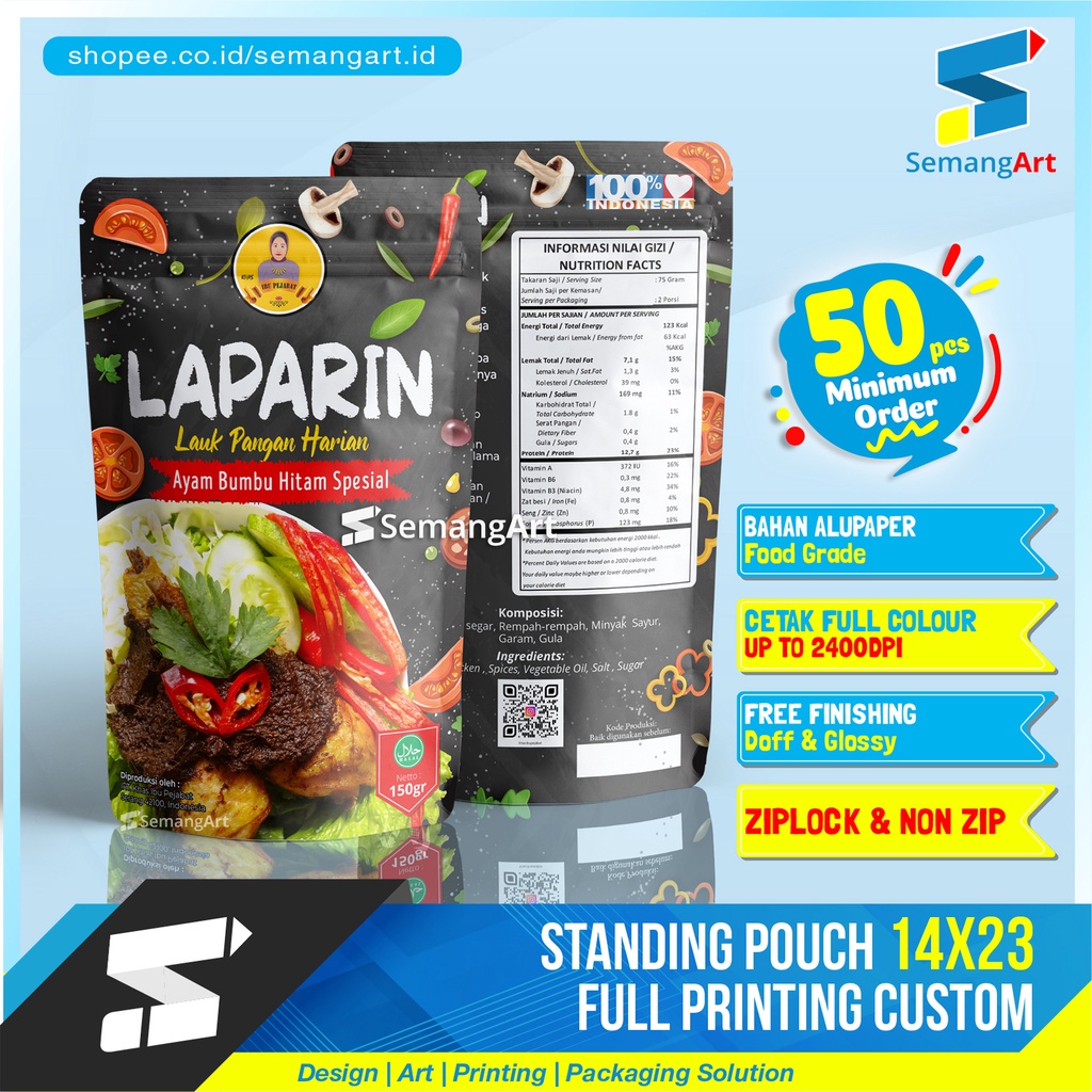 Standing pouch discount full printing zipper