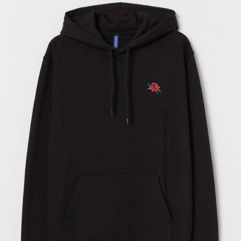 H&m black store rose hoodie