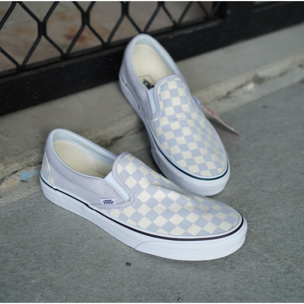 Grey vans checkered best sale