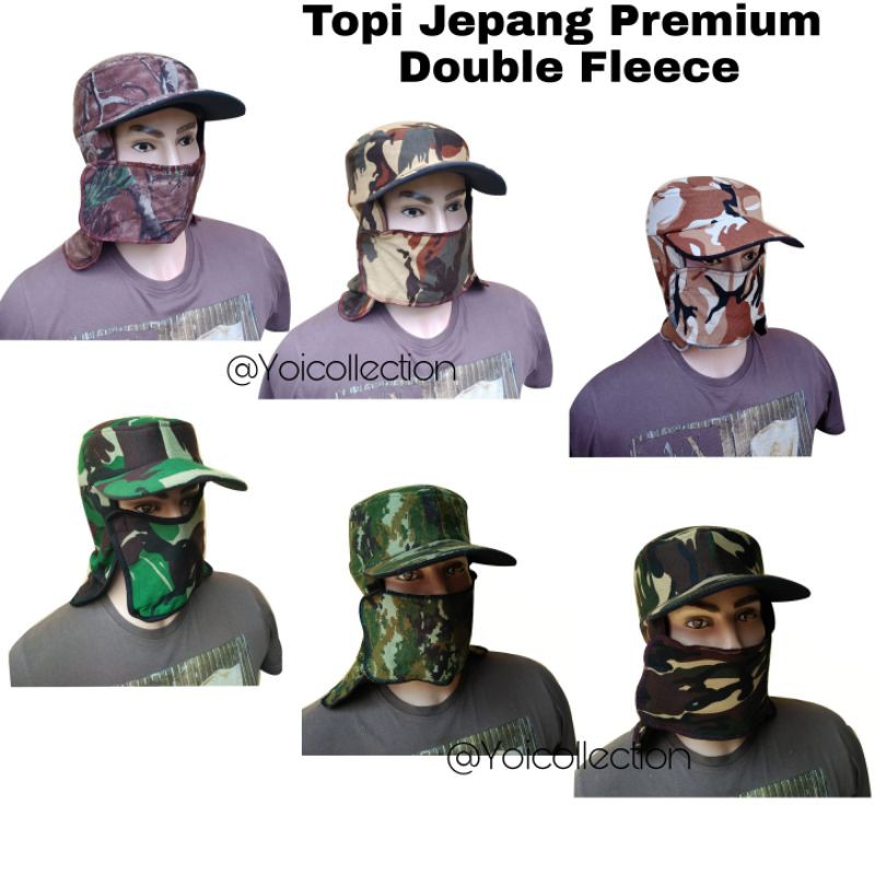 Jual Topi Jepang Masker Loreng Premium Double Fleece Topi Mancing