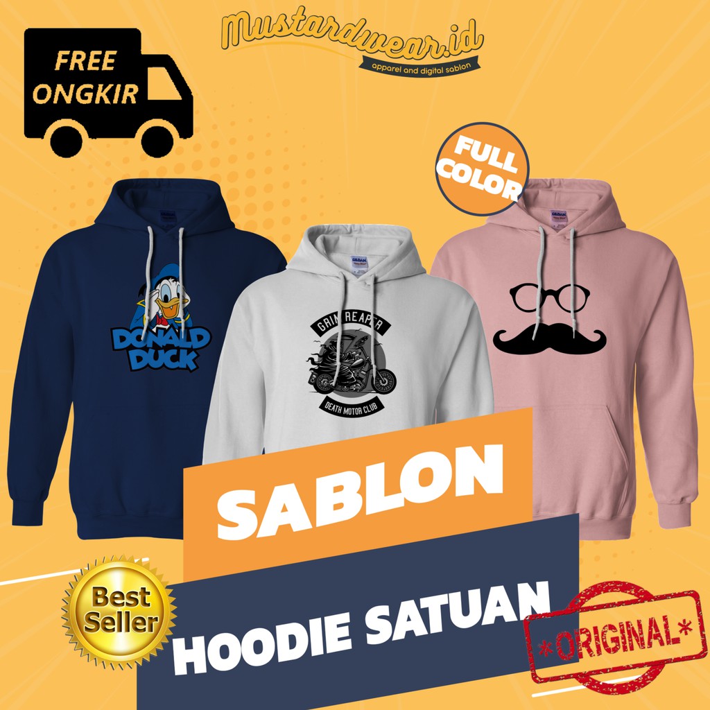 Jual CUSTOM HOODIE SABLON SATUAN SWEATER JAKET OBLONG JUMPER PRINT