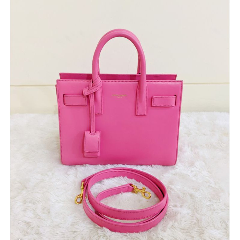 Yves Saint Laurent Pink Calfskin Leather Nano Sac de Jour Bag - Yoogi's  Closet
