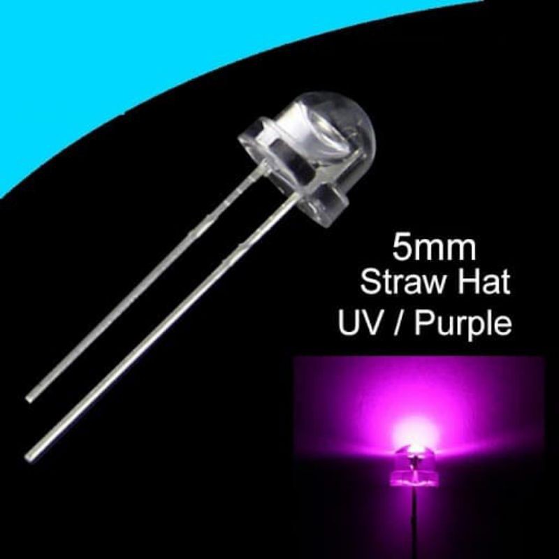 Jual Lampu LED UV 5mm Straw Hat Ultraviolet LED ungu purple Cek