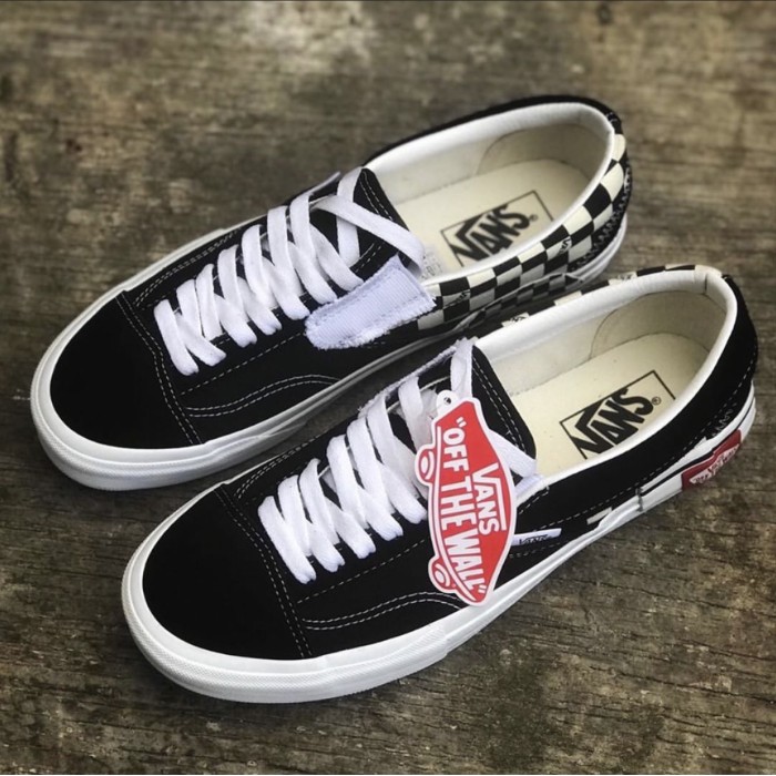 Vans slip on cut and 2024 paste black