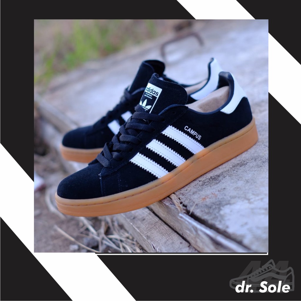 Adidas campus outlet black gum sole