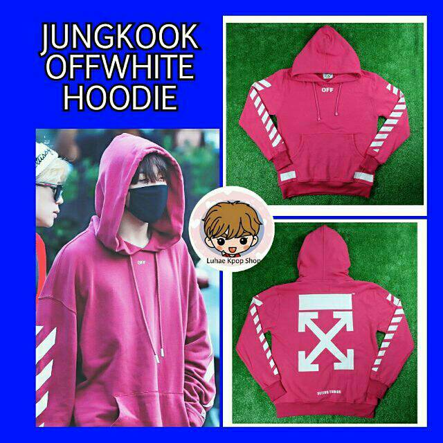 Jungkook pink off shop hoodie