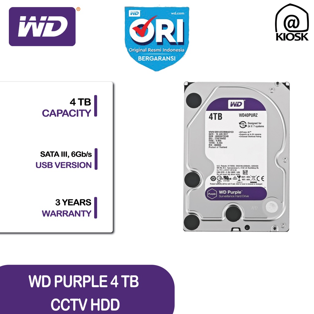 激安先着 ウェスタンデジタル DIGITAL 4TB Purple パープル PCパーツ